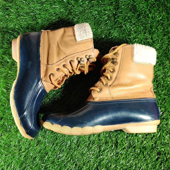 Sperry Navy Shearwater Lined Winter Boots Booties - Picture 8 of 9